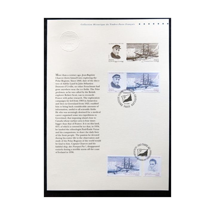 Documents philatéliques officiels la Poste : France-Groenland (double page)