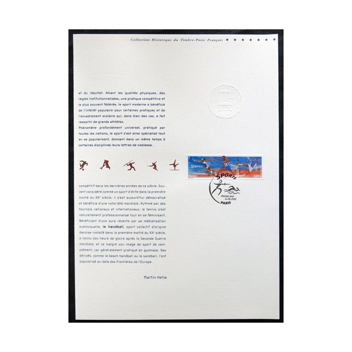 Documents philatéliques officiels la Poste : Sports (double page)