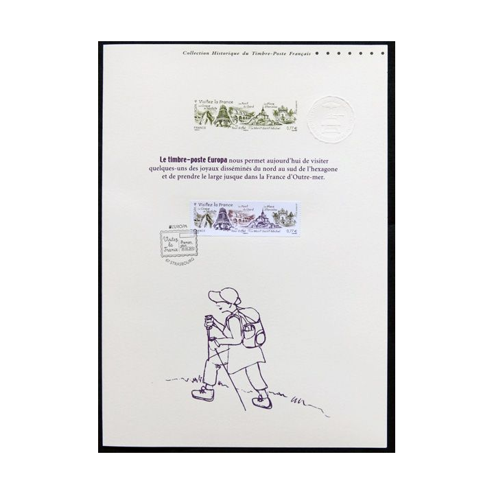 Documents philatéliques officiels la Poste : Europa 2012 Visitez la France (double page)