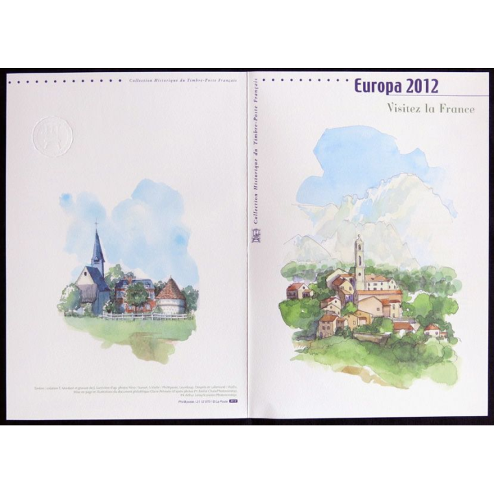 Documents philatéliques officiels la Poste : Europa 2012 Visitez la France (double page)