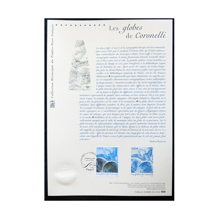 Documents philatéliques officiels la Poste : les globes de Coronelli