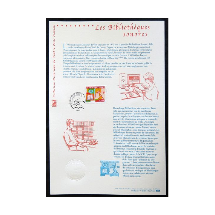 Documents philatéliques officiels la Poste : Les bibliothèques sonores