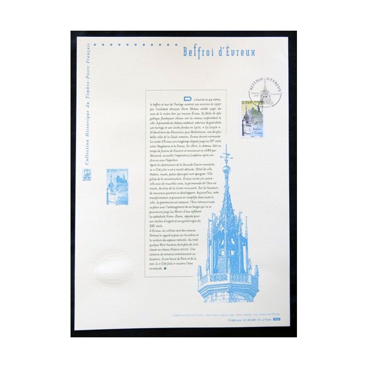 Documents philatéliques officiels la Poste : Beffroi d'Evreux