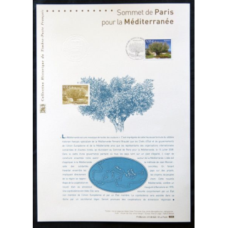 Documents philatéliques officiels la Poste : Sommet de Paris pour la méditerranée