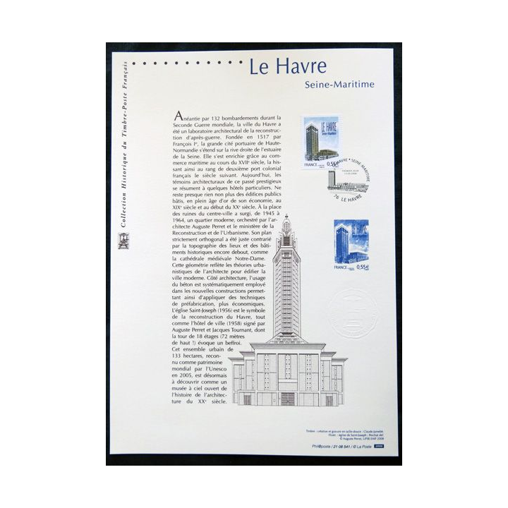 Documents philatéliques officiels la Poste : Le Havre, Seine Maritime