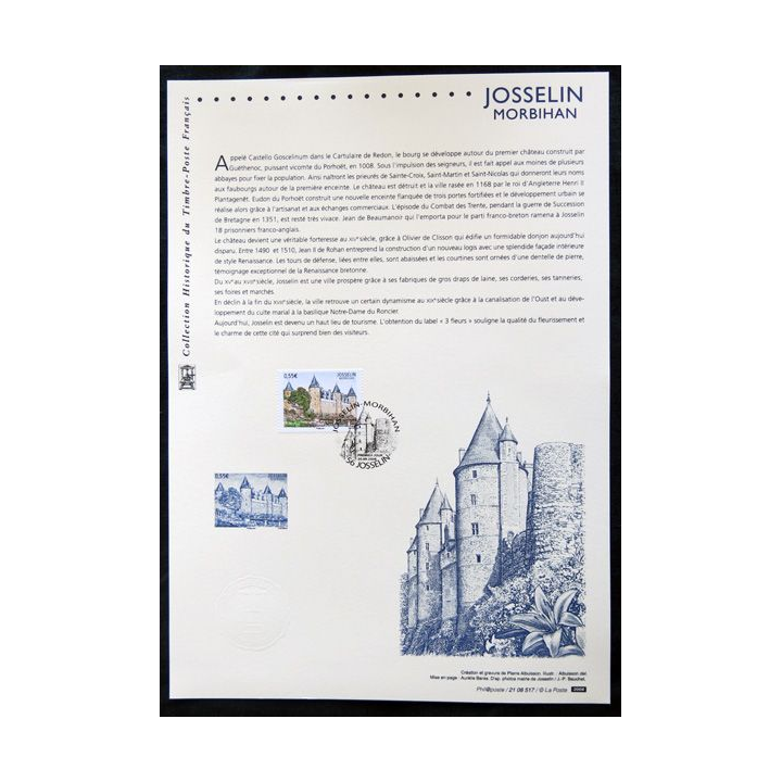 Documents philatéliques officiels la Poste : Josselin, Morbihan