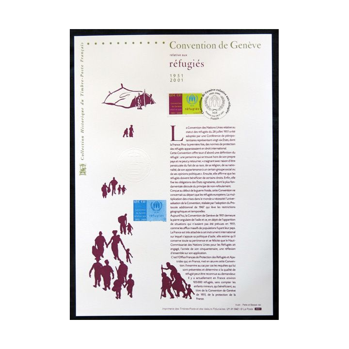 Documents philatéliques officiels la Poste : Convention de Genève relative aux réfugiés 1951-2001