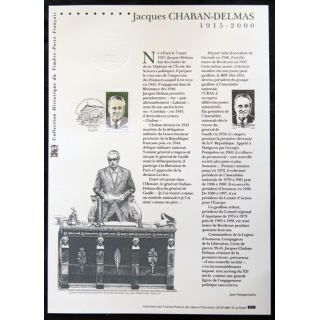 Documents philatéliques officiels la Poste : Jacques Chaban-Delmas 1915-2000