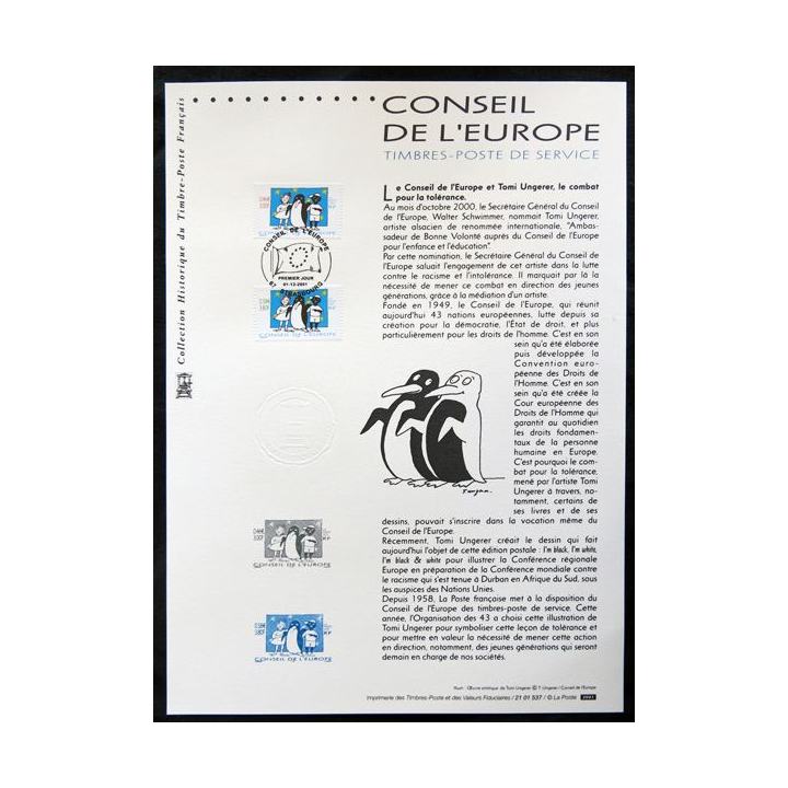 Documents philatéliques officiels la Poste : Conseil de l'Europe