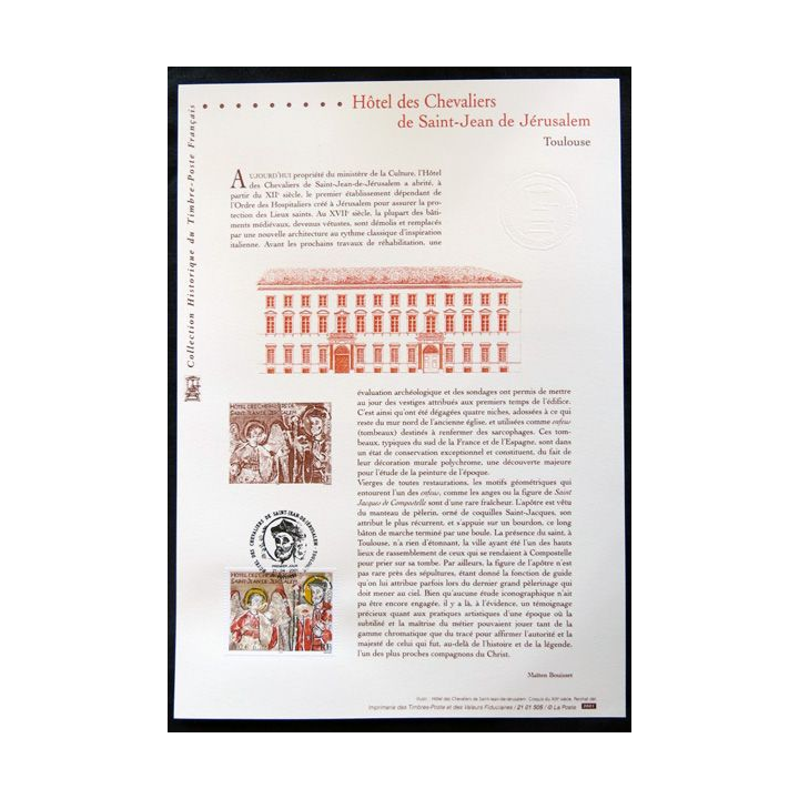 Documents philatéliques officiels la Poste : Hôtel des chevaliers de St Jean de Jérusalem