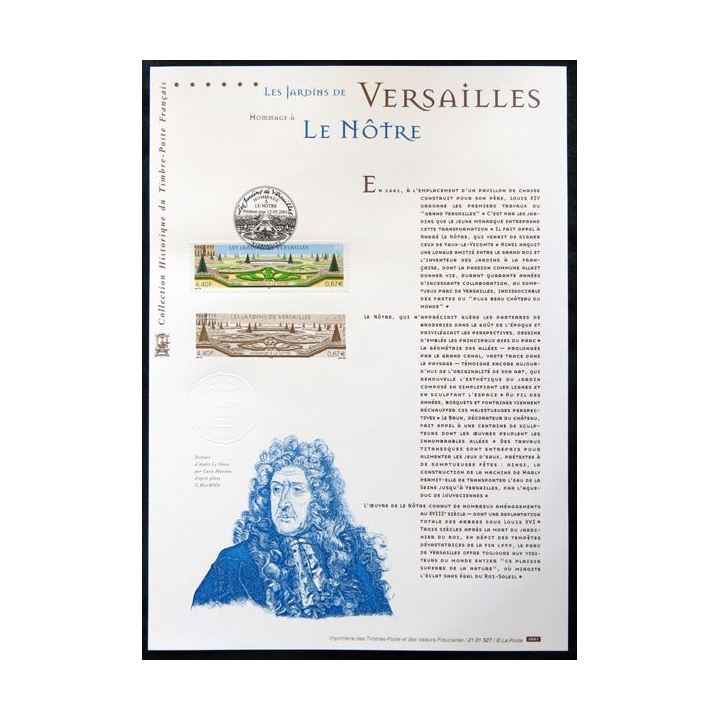 Documents philatéliques officiels la Poste : Les jardins de Versailles, Le Nôtre