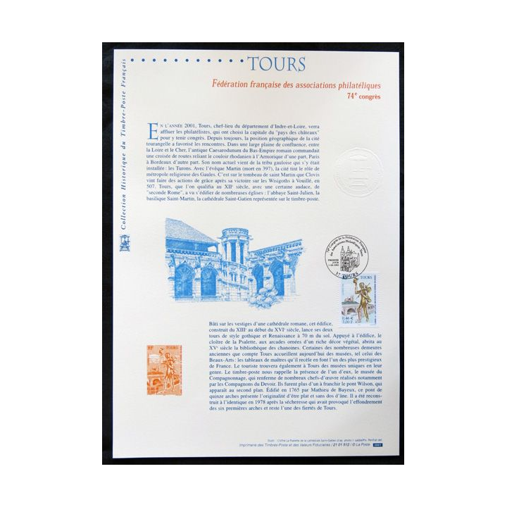 Documents philatéliques officiels la Poste : Tours 74° congrès associations philatéliques