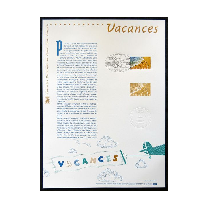 Documents philatéliques officiels la Poste : Vacances