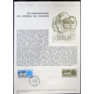 Documents philatéliques officiels la Poste : 25° anniversaire du Conseil de l'Europe