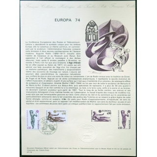 Documents philatéliques officiels la Poste : Europa 74