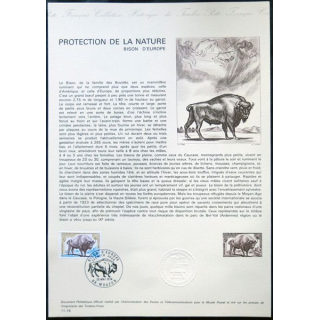 Documents philatéliques officiels la Poste : Protection de la nature "Bison d'Europe"
