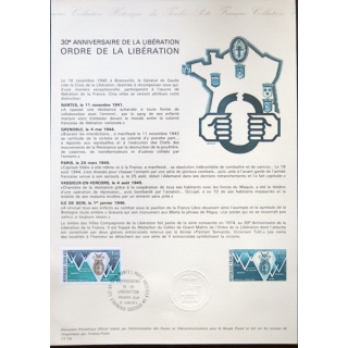 Documents philatéliques officiels la Poste : 30° anniversaire de la Libération, "Ordre de la Libération"