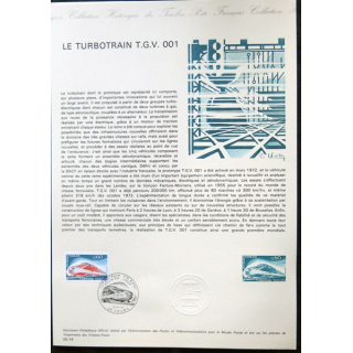 Documents philatéliques officiels la Poste : le turbotrain T.G.V. 001