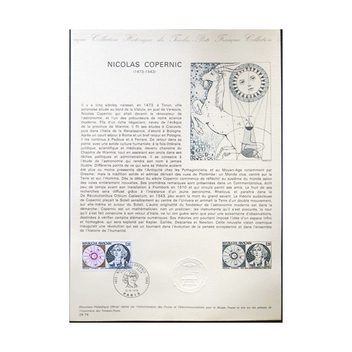 Documents philatéliques officiels la Poste : Nicolas Copernic 1473-1543