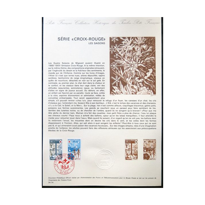 Documents philatéliques officiels la Poste : Série "Croix Rouge" Les saisons