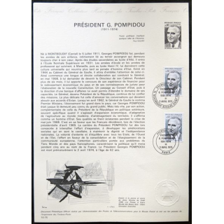 Documents philatéliques officiels la Poste : Président G. Pompidou 1911-1974