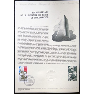 Documents philatéliques officiels la Poste : 30° anniversaire de la libération des camps de concentration