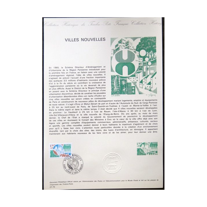 Documents philatéliques officiels la Poste : Villes nouvelles