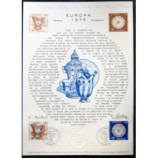 Documents philatéliques officiels la Poste : Europa 1976, Faïence Porcelaine