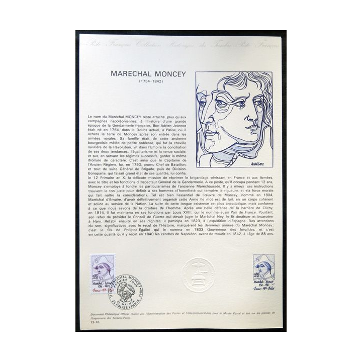 Documents philatéliques officiels la Poste : Maréchal Moncey 1754-1842