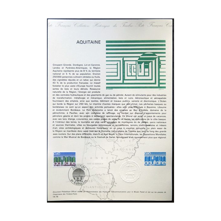 Documents philatéliques officiels la Poste : Aquitaine