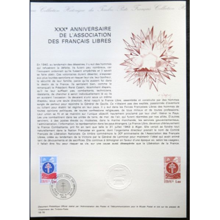 Documents philatéliques officiels la Poste : XXX° anniversaire de l'association des français libres