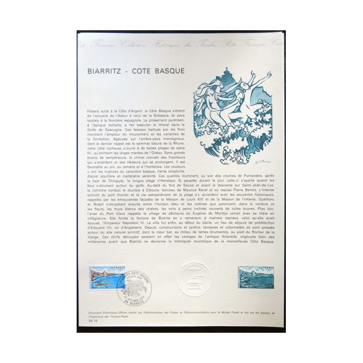 Documents philatéliques officiels la Poste : Biarritz Côte Basque