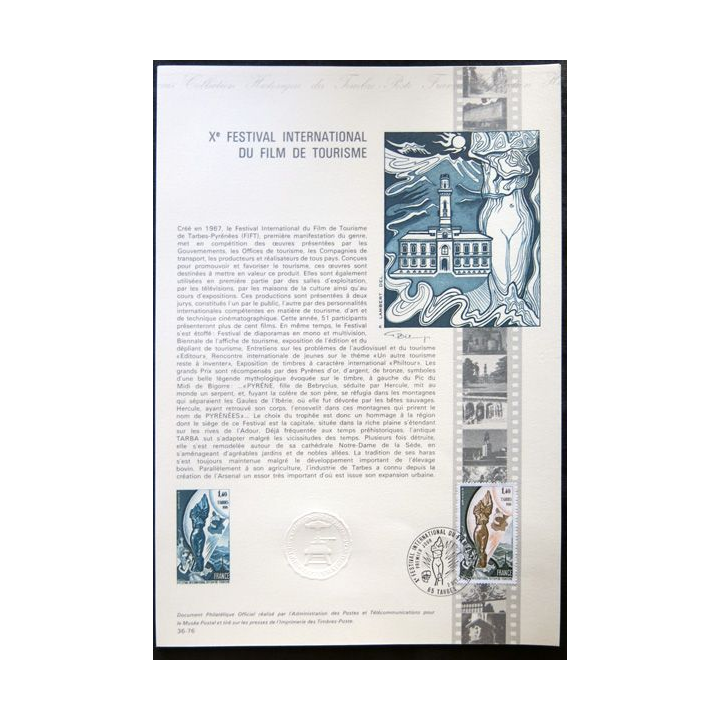 Documents philatéliques officiels la Poste : X° Festival international du film de tourisme