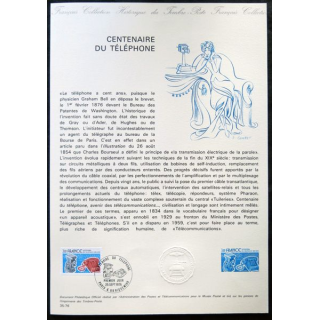 Documents philatéliques officiels la Poste : Centenaire du téléphone