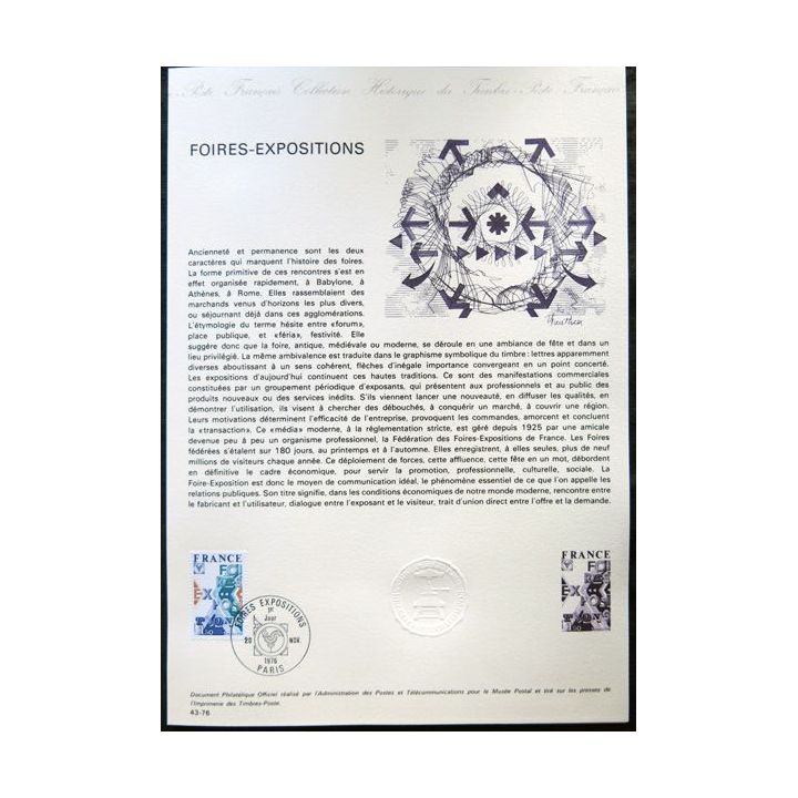 Documents philatéliques officiels la Poste : Foires-Expositions