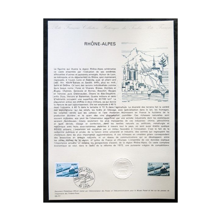 Documents philatéliques officiels la Poste : Rhône-Alpes