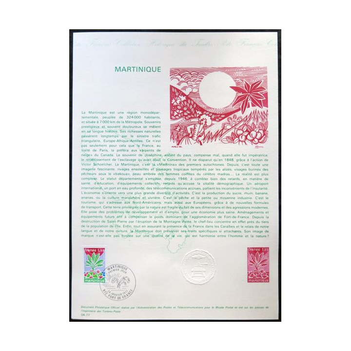 Documents philatéliques officiels la Poste : Martinique