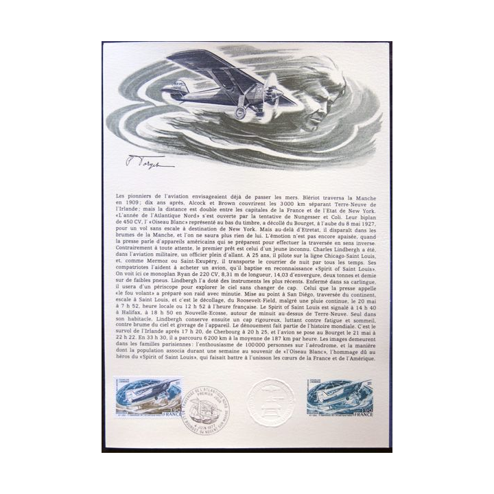 Documents philatéliques officiels la Poste : Traversée de l'Atlantique Nord (double page)