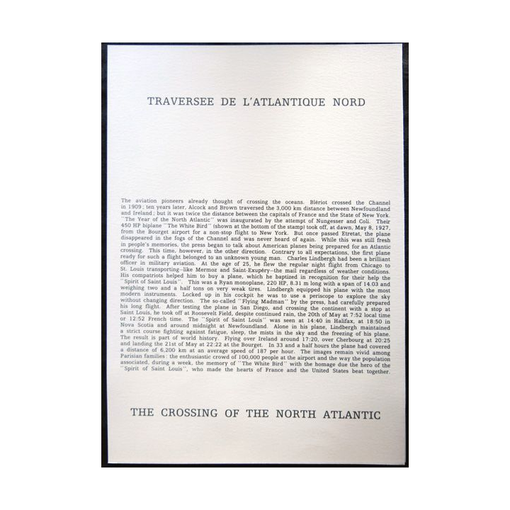 Documents philatéliques officiels la Poste : Traversée de l'Atlantique Nord (double page)