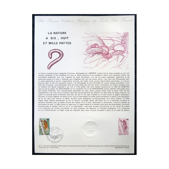 Documents philatéliques officiels la Poste : La Nature à six, huit, et mille pattes