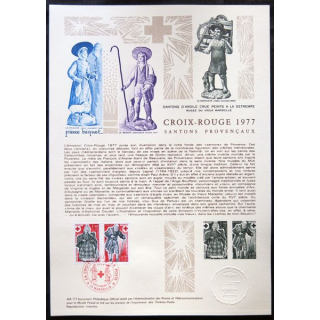 Documents philatéliques officiels la Poste :Croix Rouge 1977, Santons provençaux