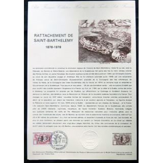Documents philatéliques officiels la Poste : Rattachement de Saint-Barthelemy 1878-1978