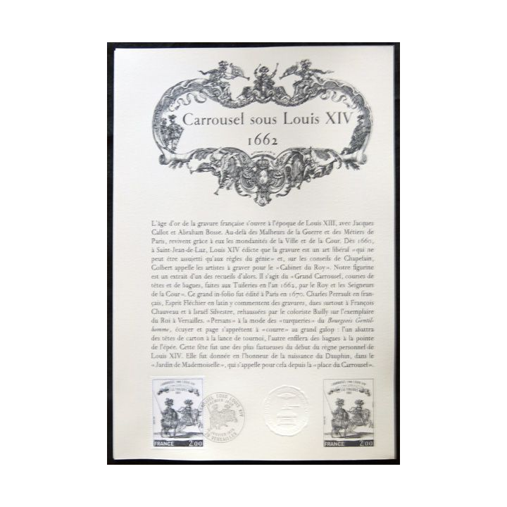 Documents philatéliques officiels la Poste : Carrousel sous Louis XIV , 1662 (double page)