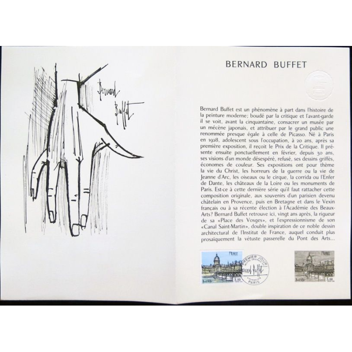 Documents philatéliques officiels la Poste : Bernard Buffet (double page)