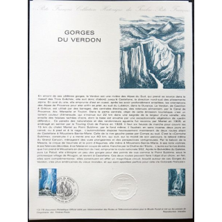 Documents philatéliques officiels la Poste : Gorges du Verdon