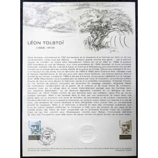 Documents philatéliques officiels la Poste : Léon Tolstoï 1828-1910