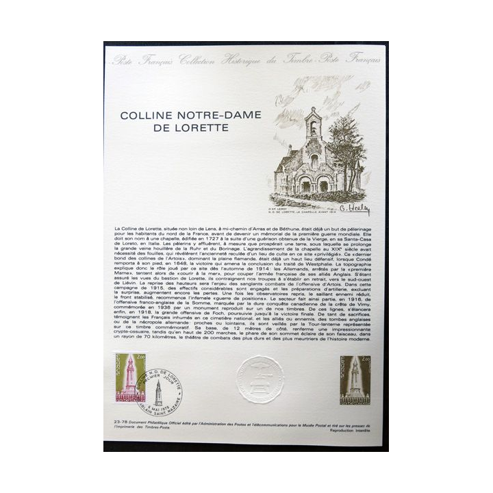 Documents philatéliques officiels la Poste : Colline Notre-Dame de Lorette