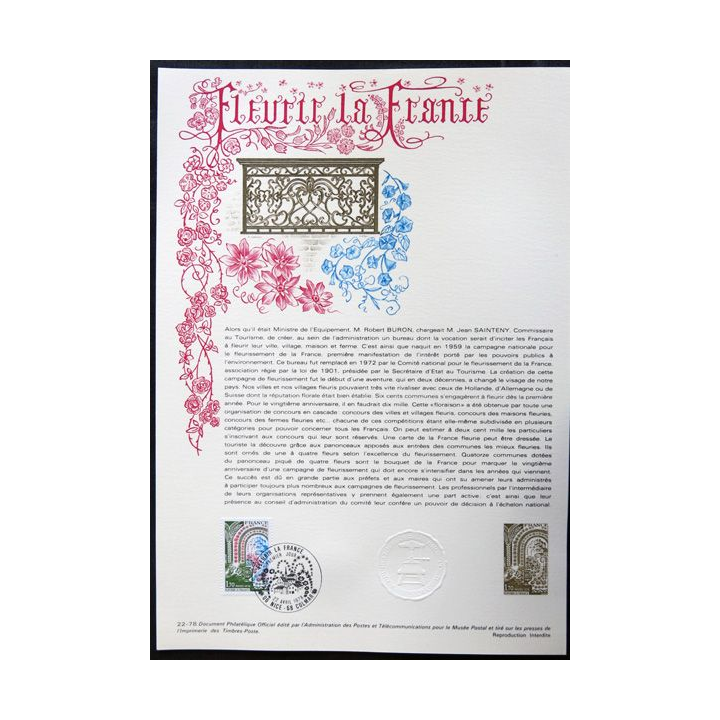 Documents philatéliques officiels la Poste : Fleurir la France