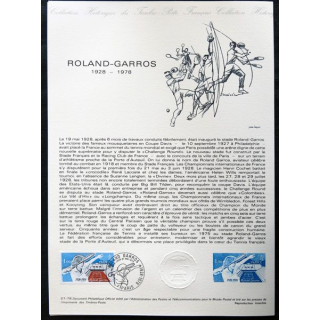Documents philatéliques officiels la Poste : Roland-Garros 1928-1978