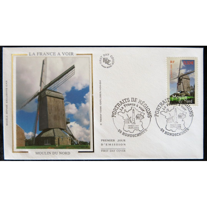 Enveloppe premier jour : Moulin du Nord 18/09/2004